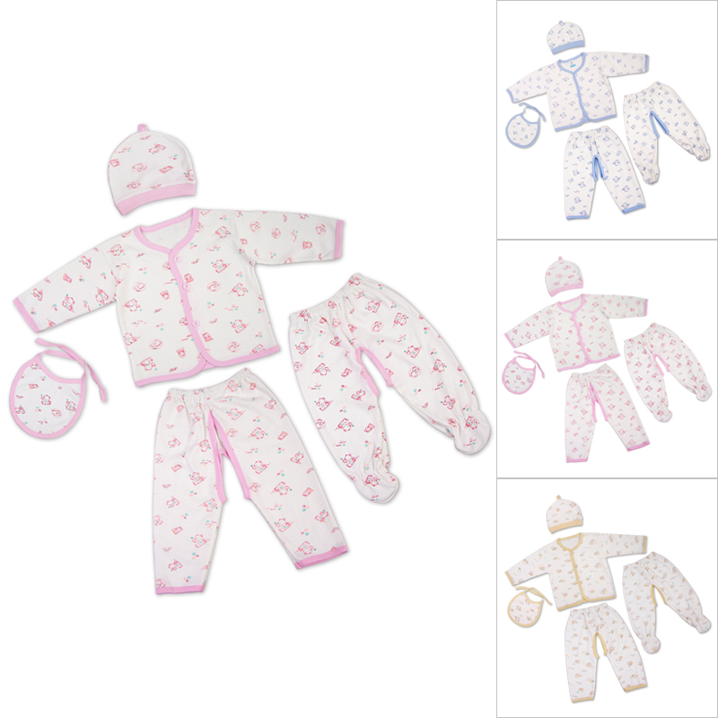 Sallei baby newborn 100% cotton underwear five pieces set hat pack pants