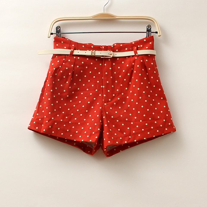 Sally 2012 summer women's sweet polka dot all-match mid waist shorts