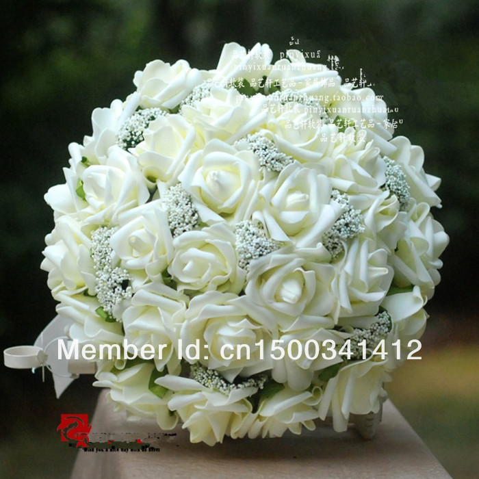 Sandys Store#Free shipping , New Ivory Wedding Bride 's Bouquets , Beautiful Romantic Elegant Colorful Wholesale