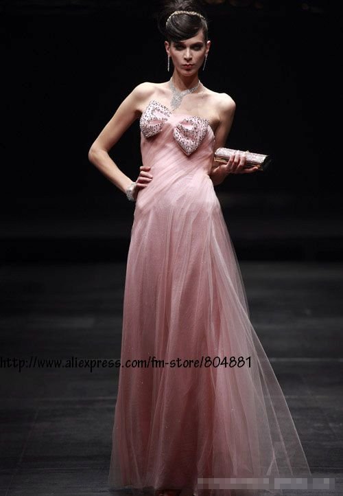 SARMIT- 2012 new customized exquiste pink A-line floor length star evening dress, Celebrity Dresses