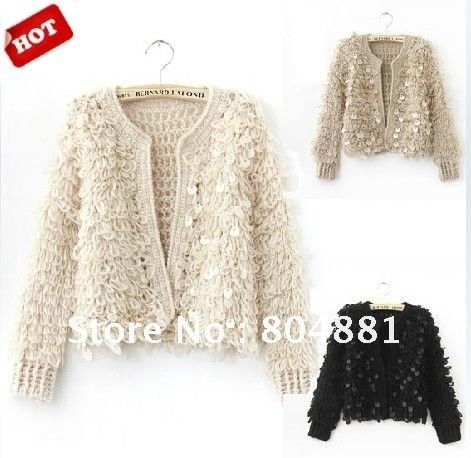 sarmit-New Arrival Women's fashion sweater, Blouse Short Cardigan Sequin Sweater Wholesale Free Size, free shipping