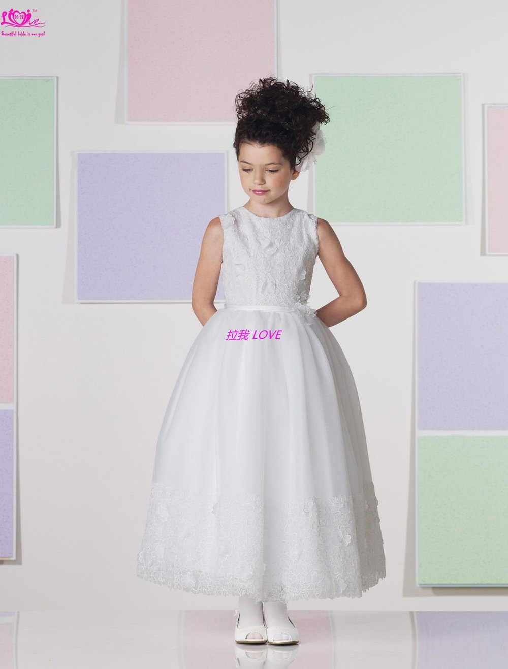 Satin Children New Arrival Empire Waistcoat Custom Made Lovely Beautiful A-line Flower Girl Dress