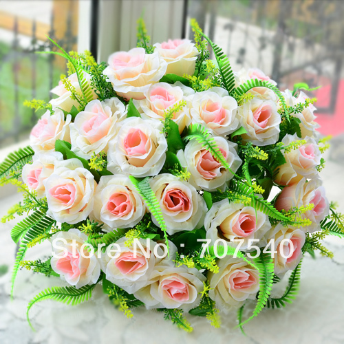 Satin Pale Pink Rose & Lily Bridal Bouquet