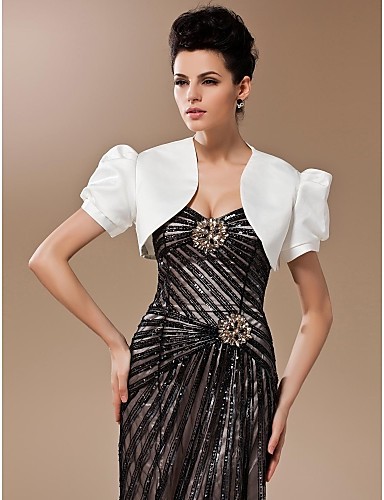 Satin Puff Sleeve Evening Dress Wedding Bridal Jacket Wrap  Free Shipping girls blouse Casual tops 2013 Wholesales
