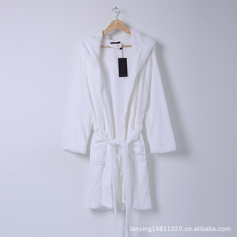 Sauna super soft thickening double faced coral fleece robe lovers bathrobe plus size