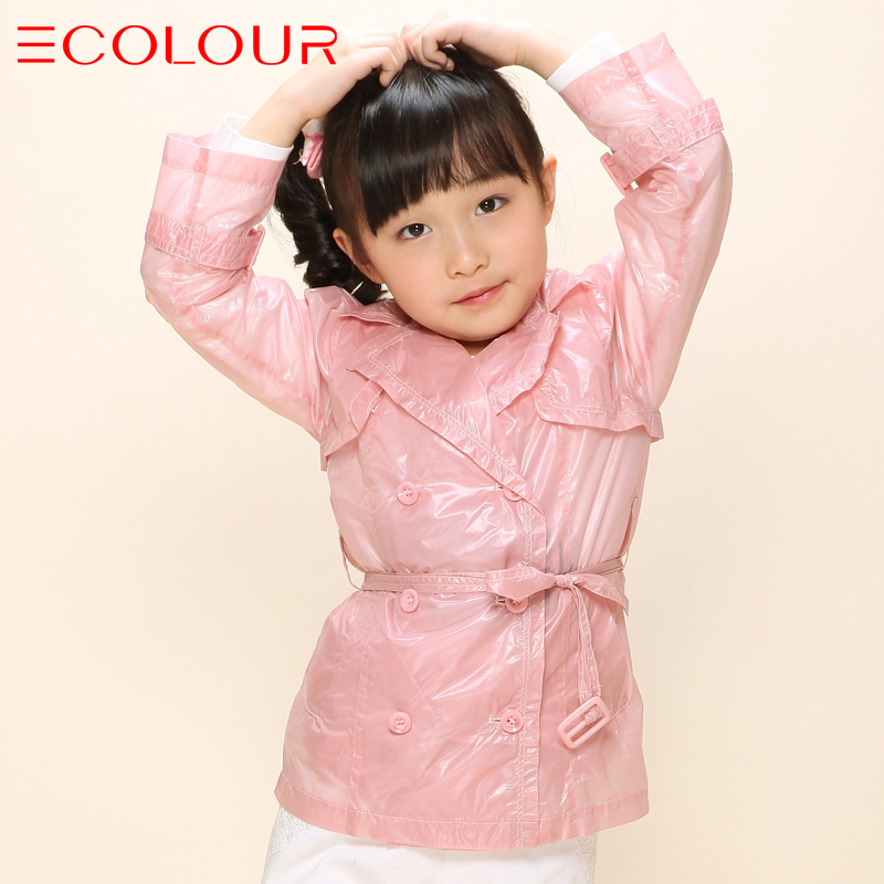 Sauteeded female child spring children's clothing water-resistant sunscreen fabric trench perspectivity t121030f10