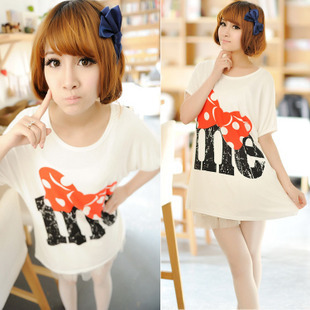 Scite 2012 summer maternity clothing bow fashion loose long design maternity t-shirt summer