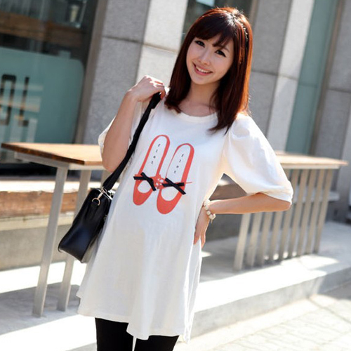 Scite maternity clothing summer puff sleeve maternity t-shirt summer maternity top long design