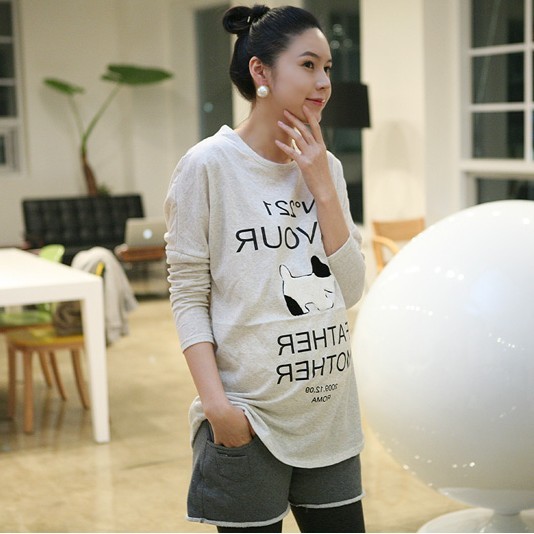 Scite spring maternity clothing long-sleeve maternity t-shirt top maternity basic shirt spring and autumn