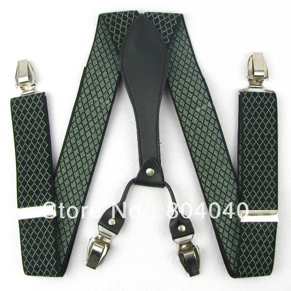 SD105 Adult Suspenders Men's Braces Unisex Adjustable Belts Metal Clip-on Synthetic leather Geometric Pattern Small Argyle Check