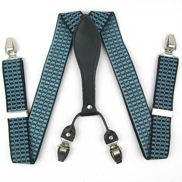 SD177 Adult Suspenders Men's Braces Unisex Adjustable Elasticity Metal Clip-on Synthetic Black Leather Blue Diamond Argyle Plaid