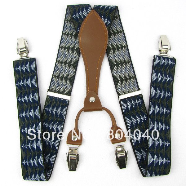 SD207 Men's Suspenders Adult Braces Unisex Adjustable Elasticity Belts Metal Clip-on Synthetic Leather Fashional Triangle Tree