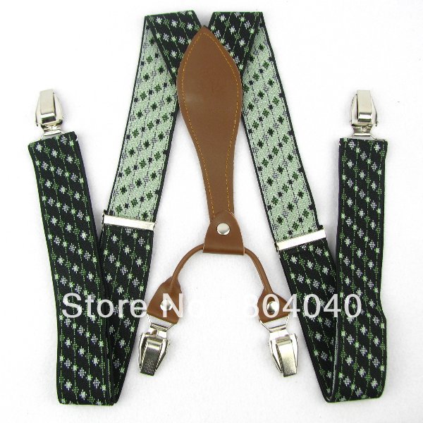SD210 Men's Suspenders Adult Braces Unisex Adjustable Elasticity Belts Metal Clip-on Synthetic Leather Retro Argyle Floral
