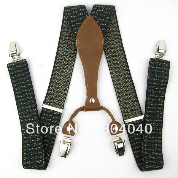 SD214 Men's Suspenders Adult Braces Unisex Adjustable Elasticity Belts Metal Clip-on Synthetic Brown Leather Vintage Floral
