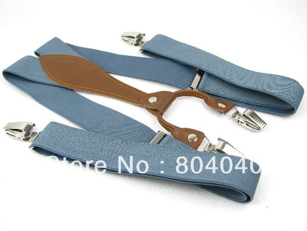 SD608 Men's Suspenders Women's Braces Adult Unisex Elasticity Adjustable Size High Quality Metal Clip-on Solid Color Grey