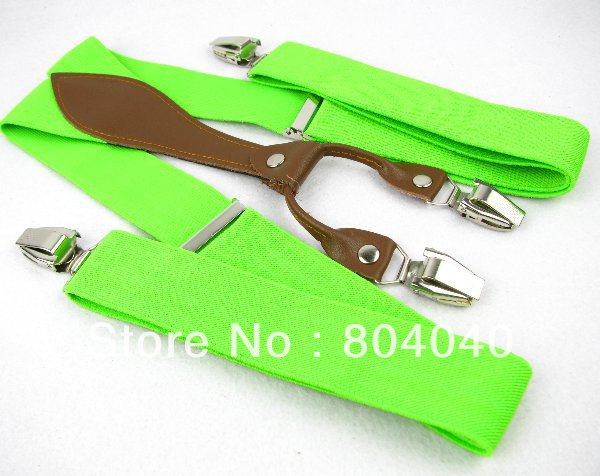SD615 Men's Suspenders Women Braces Adult Unisex Elasticity Adjustable Size High Quality Metal Clip-on Solid Color Apple Green