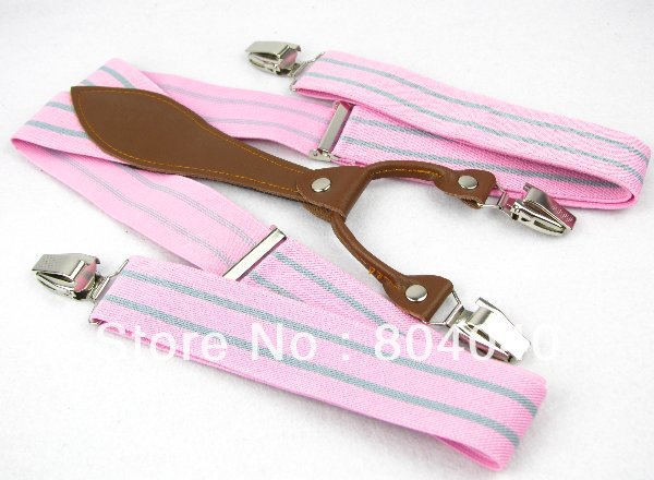 SD620 Mens Suspenders Women Braces Adult Unisex Elasticity Adjustable Size High Quality Metal Clip-on Pink Purple Stripes