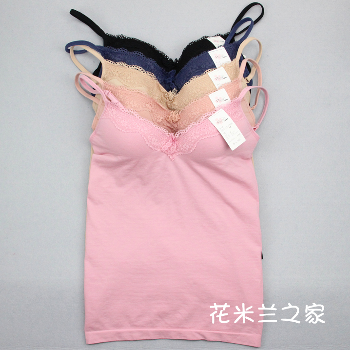 Seamless modal cotton women's underwear cup wireless one-piece spaghetti strap bra vest