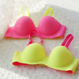 Seamless one piece type neon green bra set oil massage soft balls quality underwear bra