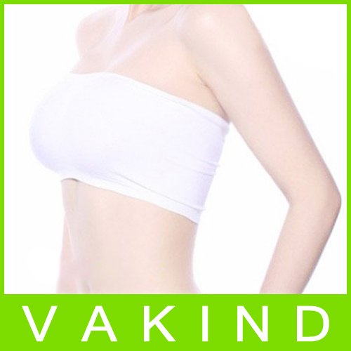 Seamless Strapless Bra White Tube Top Bandeau Soft Sexy