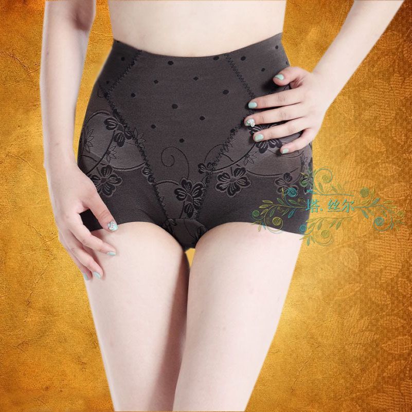 Seamless thin mid waist abdomen drawing pants butt-lifting panties bottom panties trunk corset pants body shaping pants