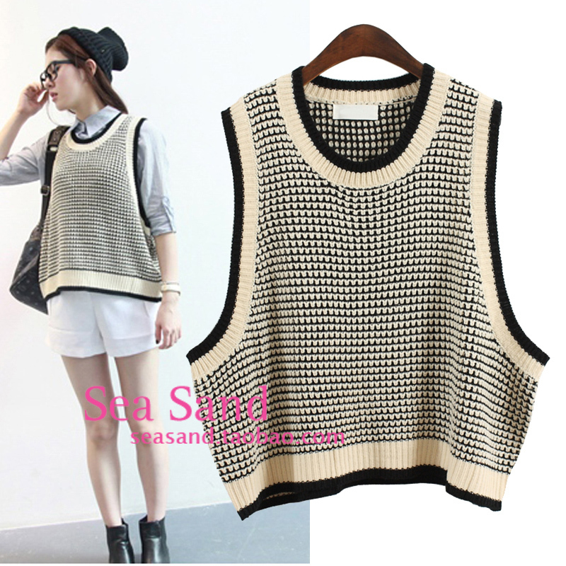 Seasand hearts . 2012 autumn vintage loose knitted vest yarn vest sweater m190