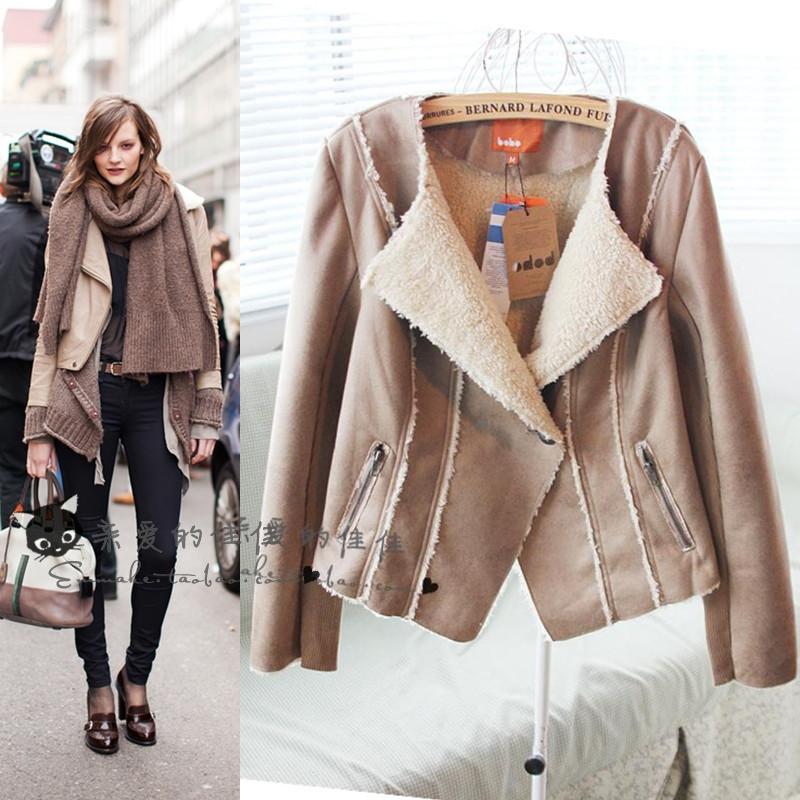 Sell like hot cakes Vintage vintage fashion irregular large lapel suede one button chamois motorcycle outerwear Free shipping