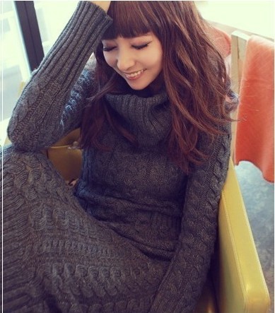 Sell one like this Womens Vintage Sweater Turtleneck Long Slim Pullover Knit Dresses Grey S,M,L New