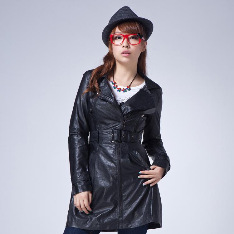 SEMIR autumn new arrival Women long design leather clothing outerwear 439 12104311002