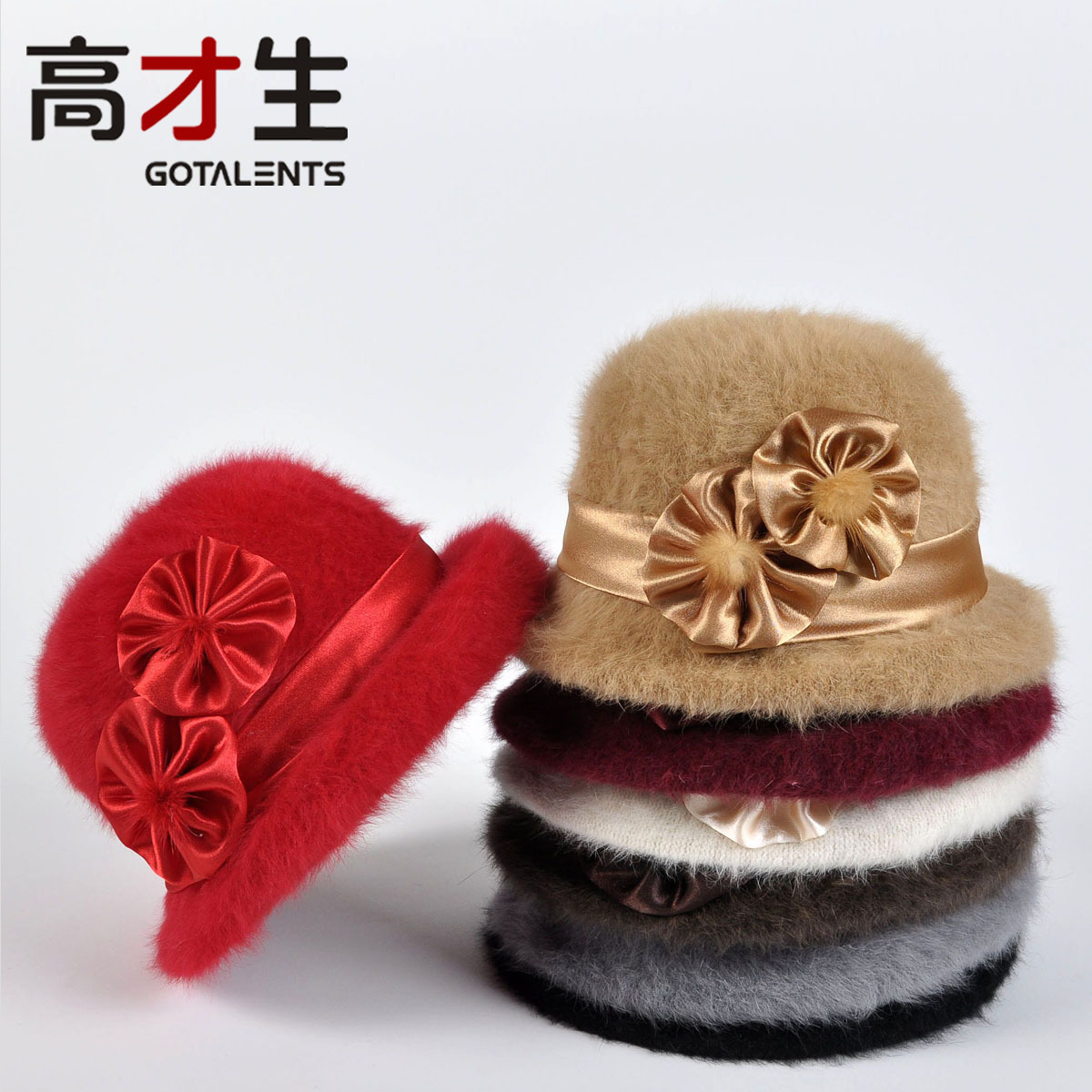 Send mom women's autumn and winter the elderly warm hat rabbit fur hat winter dome fedoras