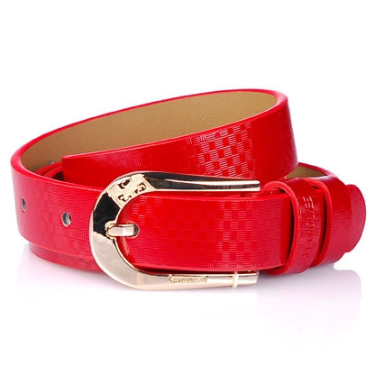 SEPTWOLVES strap female casual pin buckle cowhide belt genuine leather red fashion