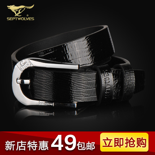 SEPTWOLVES strap genuine leather female pin buckle women's cowhide belt elegant fashion strap
