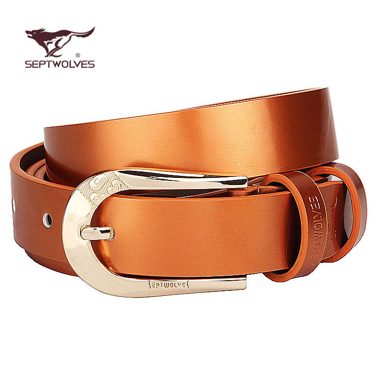 SEPTWOLVES women's strap casual cowhide all-match japanned leather belt h12056500