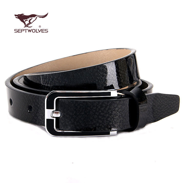 SEPTWOLVES women's strap genuine leather japanned leather pin buckle fashion belt ha228078000