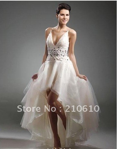 Serena A-line V-neck Asymmetrical Tulle Gossip Girl/ Prom/ Wedding Dresses Celebrity Dresses