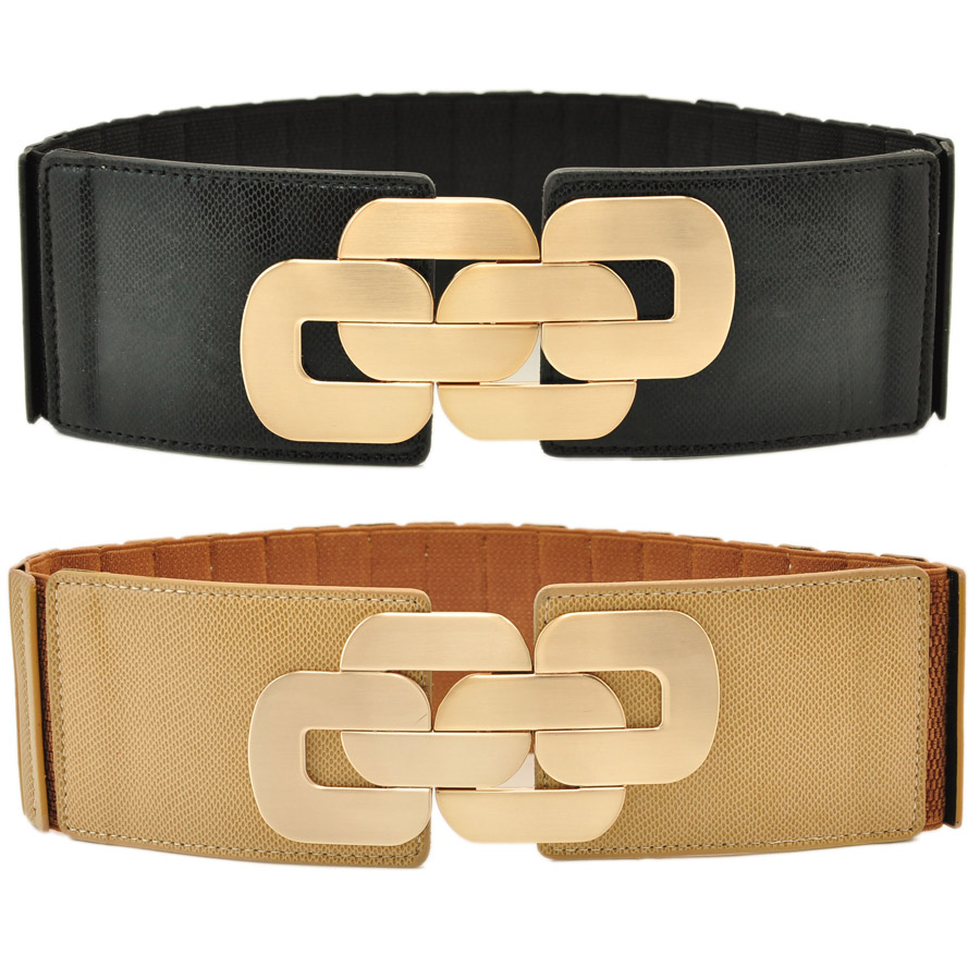 Serpentine pattern genuine leather elastic wide cummerbund exquisite metal ring buckle women's wide belt all-match fashion