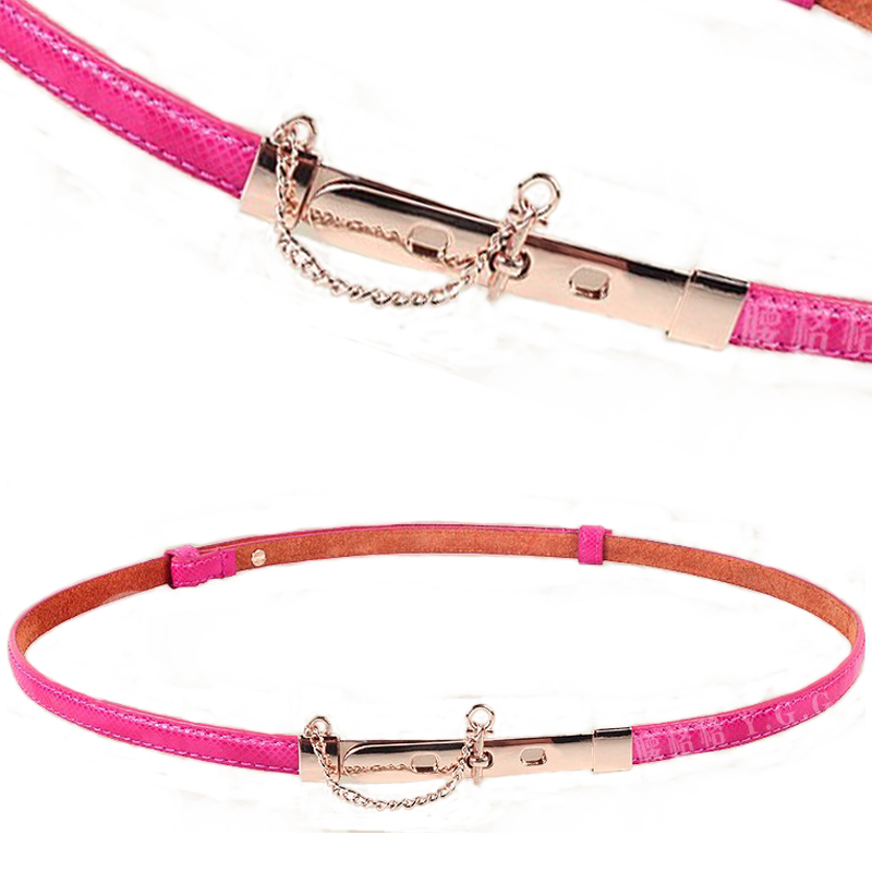 Serpentine pattern genuine leather thin belt female fashion all-match cowhide belt chain women's strap