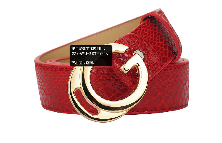 Serpentine pattern genuine leather women's strap casual cowhide women's belt female strap red