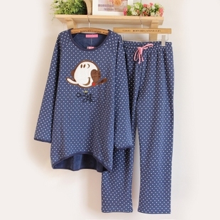 Set 2012 autumn and winter plus velvet thickening oliver women's 100% cotton long-sleeve lounge sleepwear twinset