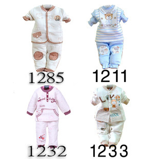 Set baby 100% cotton thermal underwear set child 100% cotton button thermal underwear
