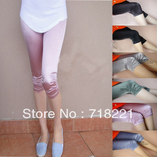 sex hot Pearl satin silk fashion legging female cool capris trousers
