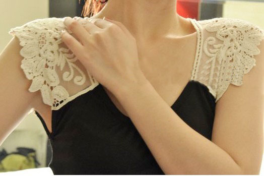 Sexy all-match cutout lace decoration patchwork slim sleeveless basic female vest free shipping