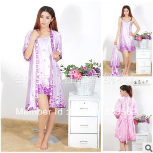 Sexy and pure and fresh cherry blossom twinset ladies pajamas nightgown