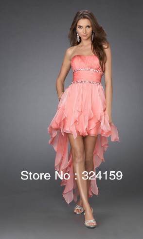sexy beautiful   A-line Hi-low  strapless off the shoulder  sleeveless  chiffon homecoming dresses