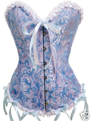 Sexy blue  body shaper  Lace up boned  Corset  Bustier  clubwear   +G-string  S-2XL