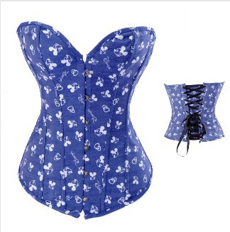 Sexy Blue lace up boned Corset Bustier clubwear showgirl +G-string S-XXL M0201