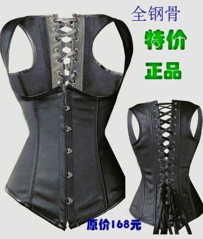 Sexy body shaping leather corset underwear tight vest 8229