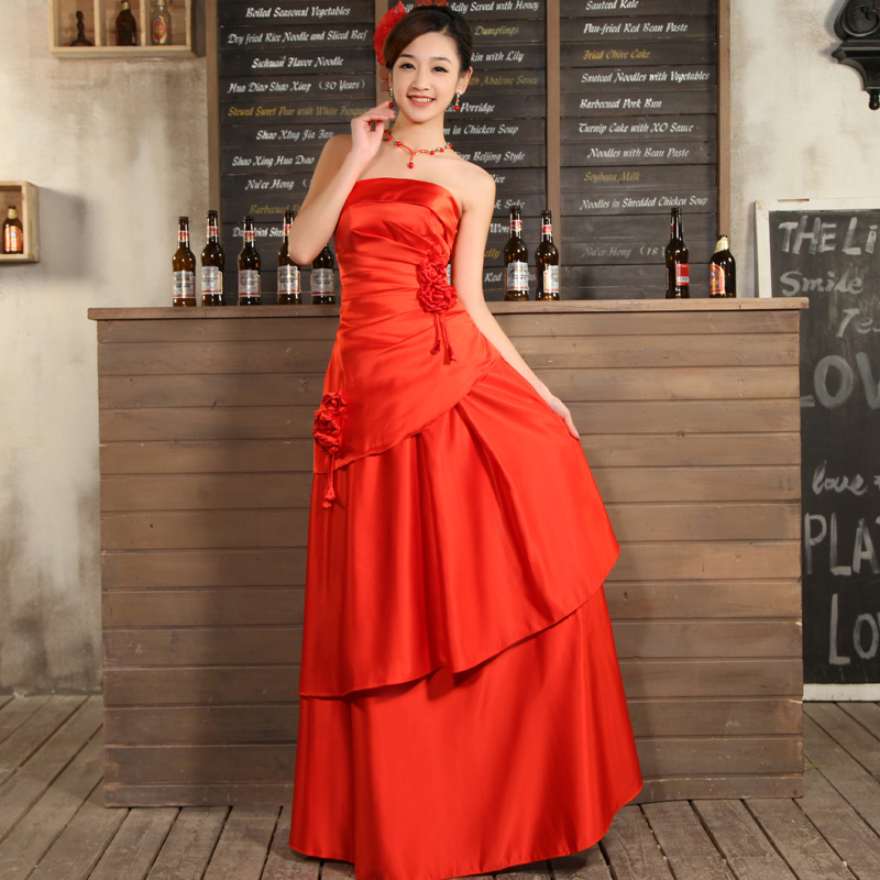 Sexy brief red married flower married bride dress princess wedding cheongsam bridal wear lf7553