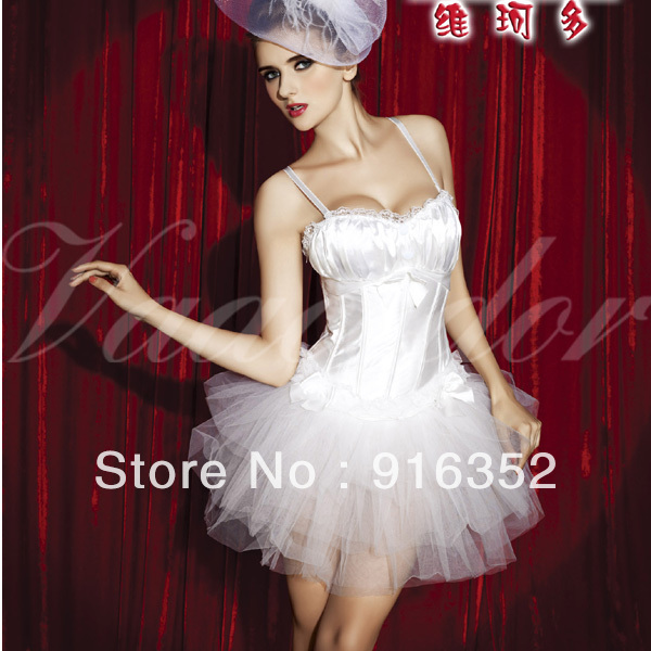 Sexy Burlesque Strap Padded Bra Corset Bustier Moulin Rouge TOP/Mini Tutu skirt  free shipping