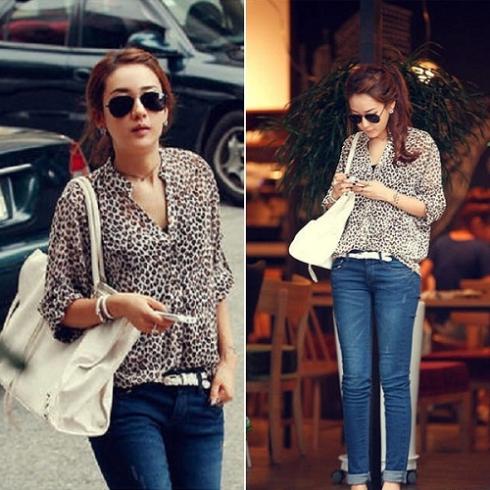 Sexy Casual Women's Leopard Print Button Down Shirt Chiffon Blouse Top 292[23623|99|01]